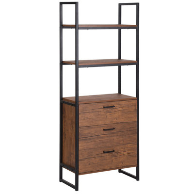 Beliani Industrial Bookcase Dark Wood TIFTON