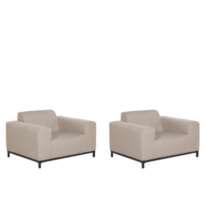 Beliani Minimalist Armchair ROVIGO Fabric Beige