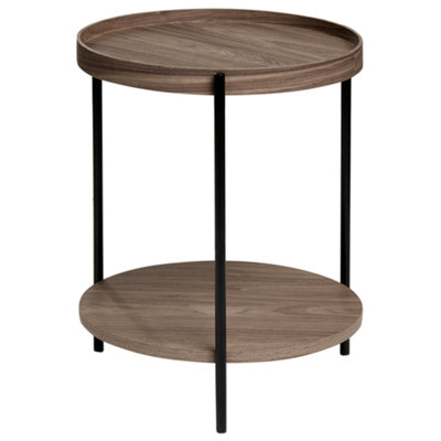 Beliani Minimalist Side Table LANDER Dark Brown