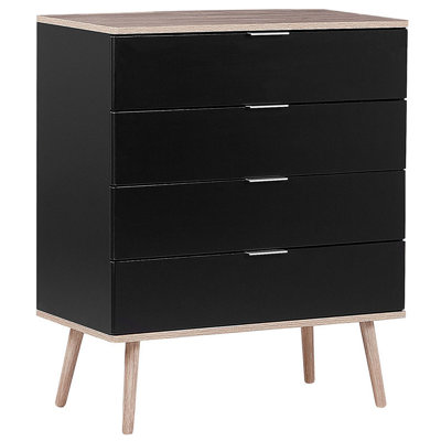 Beliani Modern 4 Drawer Chest Black WALPI