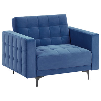 Beliani Modern Armchair ABERDEEN Velvet Blue