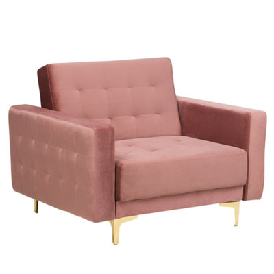 Beliani Modern Armchair ABERDEEN Velvet Pink