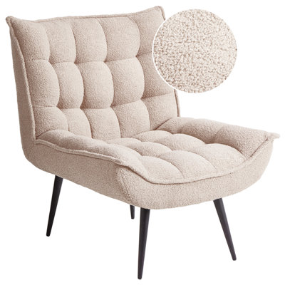 Beliani Modern Armchair ALVESTA Boucle Beige