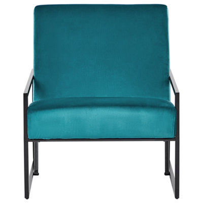 Beliani Modern Armchair DELARY Velvet Teal
