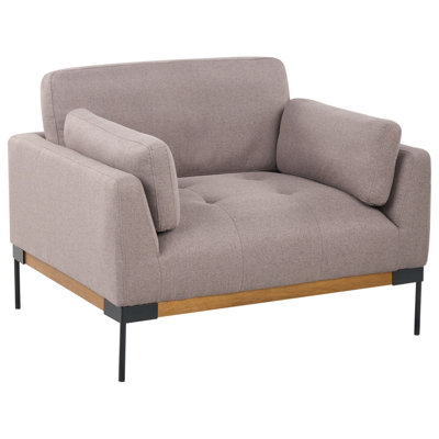 Beliani Modern Armchair SKAVEN Fabric Taupe
