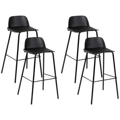 Beliani Modern Bar Chair Set of 4 Black MORA