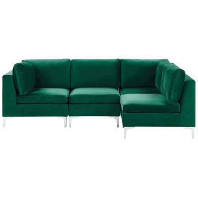 Beliani Modern Corner Sofa EVJA Green Velvet