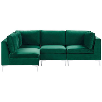 Beliani Modern Corner Sofa EVJA Green Velvet