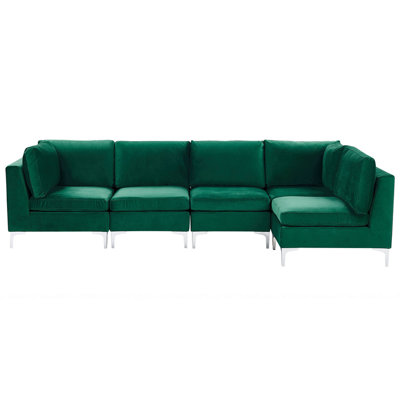 Beliani Modern Corner Sofa EVJA Green Velvet