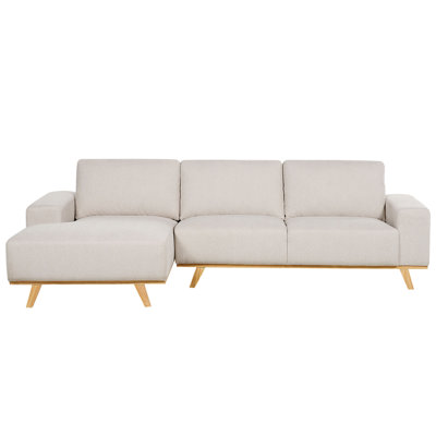 Beliani Modern Corner Sofa NORA Beige Fabric