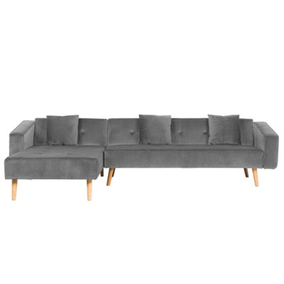 Beliani Modern Corner Sofa VADSO Grey Velvet