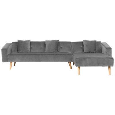 Beliani Modern Corner Sofa VADSO Grey Velvet