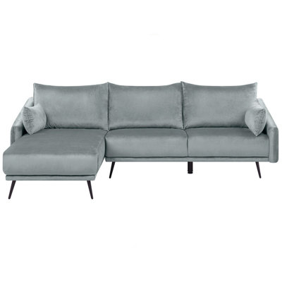 Beliani Modern Corner Sofa VARDE Grey Velvet