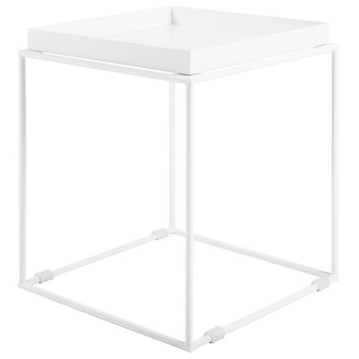 Beliani Modern Metal Side Table White SAXON