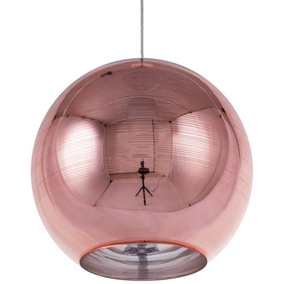 Beliani Modern Pendant Lamp ASARO Glass Pink