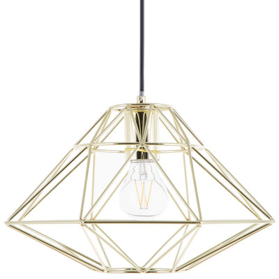 Beliani Modern Pendant Lamp GUAM Metal Gold