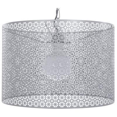 Beliani Modern Pendant Lamp MEZEN Metal Grey
