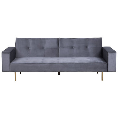 Beliani Modern Sofa Bed VISNES Grey Velvet