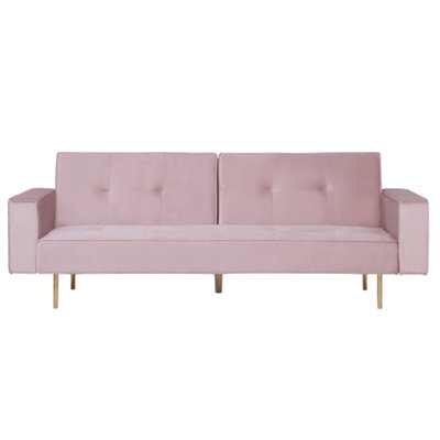 Beliani Modern Sofa Bed VISNES Pink Velvet