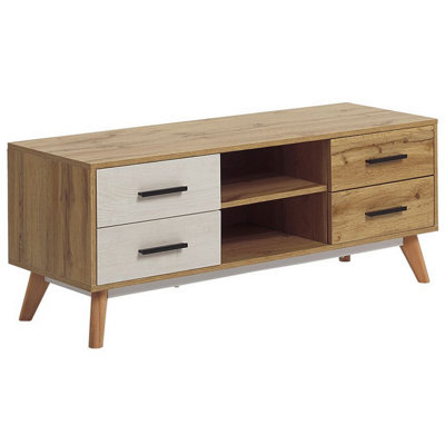 Beliani Modern TV Stand Light Wood FLORIDA