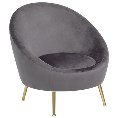 Beliani Retro Armchair LANGA Velvet Grey