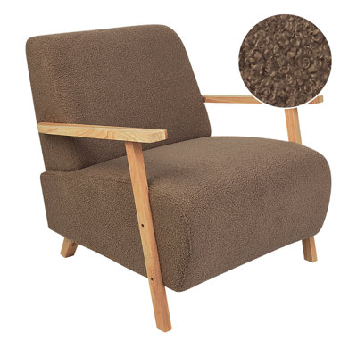 Beliani Retro Armchair LESJA Boucle Brown