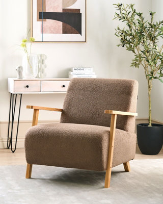 Beliani Retro Armchair LESJA Boucle Brown