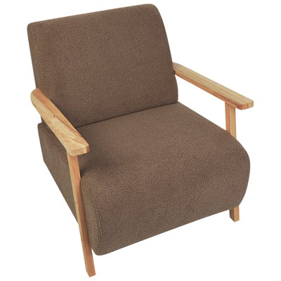 Beliani Retro Armchair LESJA Boucle Brown