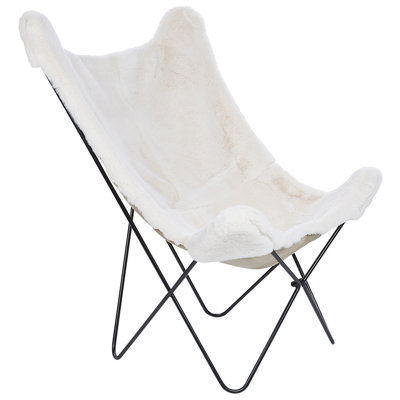 Beliani Retro Armchair NYBRO Faux Fur White