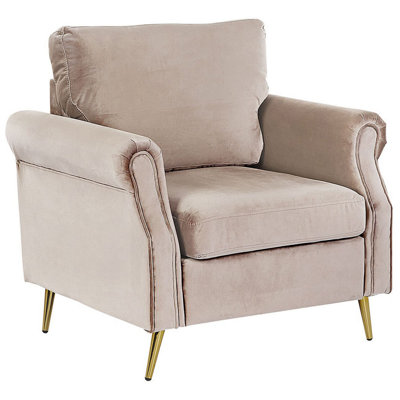 Beliani Retro Armchair VIETAS Velvet Taupe