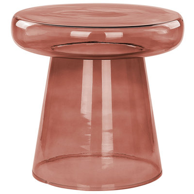 Beliani Retro Glass Side Table Red CALDERA