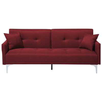 Beliani Retro Sofa Bed LUCAN Dark Red