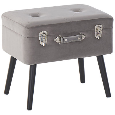 Beliani Retro Stool MALLARD Grey Velvet