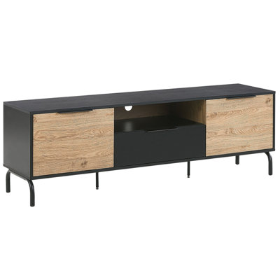 Beliani Retro TV Stand Black ARKLEY