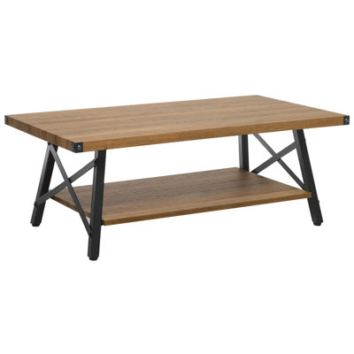 Beliani Rustic Coffee Table Dark Wood CARLIN