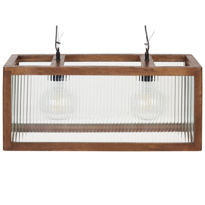 Beliani Rustic Pendant Lamp PENNA Wood Brown