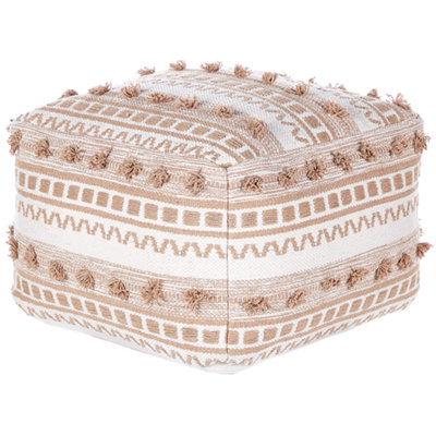Beliani Rustic Pouffe KARAW Cotton Beige