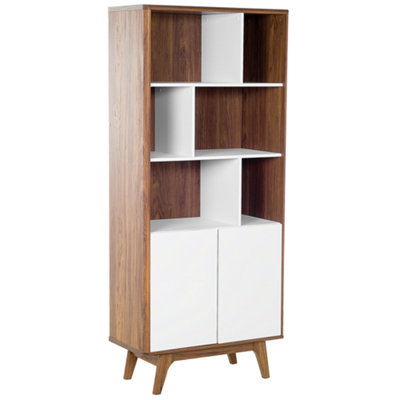 Beliani Scandinavian Bookcase Dark Wood COLUMBUS