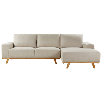 Beliani Scandinavian Corner Sofa NORA Beige Fabric