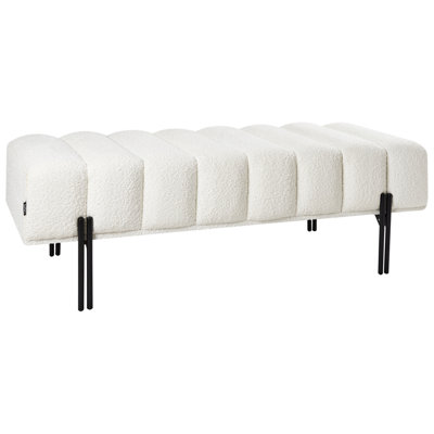 Beliani Scandinavian Fabric Bench Off White CAREY