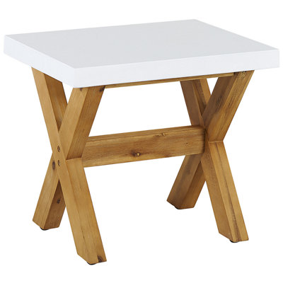 Beliani Scandinavian Stool Concrete White OLBIA