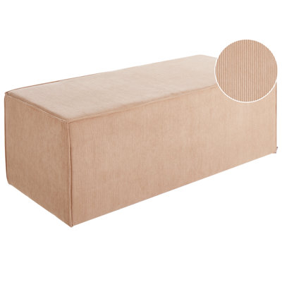 Beliani Traditional Corduroy Pouffe Beige VINITA