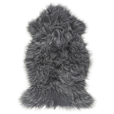 Beliani Traditional Faux Sheepskin Rug Grey MUNGO