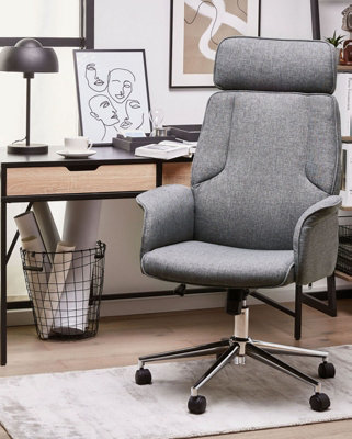 Beliani Traditional Office Chair Grey PILOT