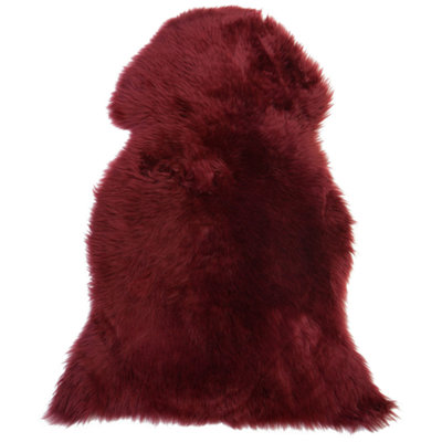 Beliani Traditional Sheepskin Rug Dark Red ULURU