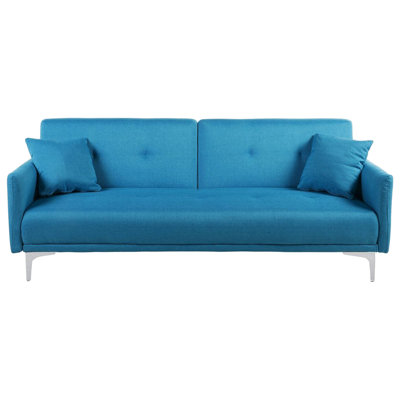 Beliani Traditional Sofa Bed LUCAN Sea Blue