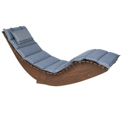 Beliani Traditional Sun Lounger Wood Blue BRESCIA