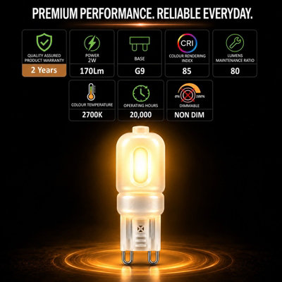 BELL Lighting 10 Pack G9 LED Bulbs 2W 210lm , Warm White 2700K ,Energy ...