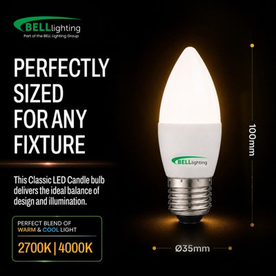 BELL Lighting 6 Pack E27 Candle LED Bulbs 4.7W, Natural White 4000K ...