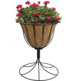 Bell Shaped Jardiniere Planter & Coco Liner Wrought Iron Freestanding